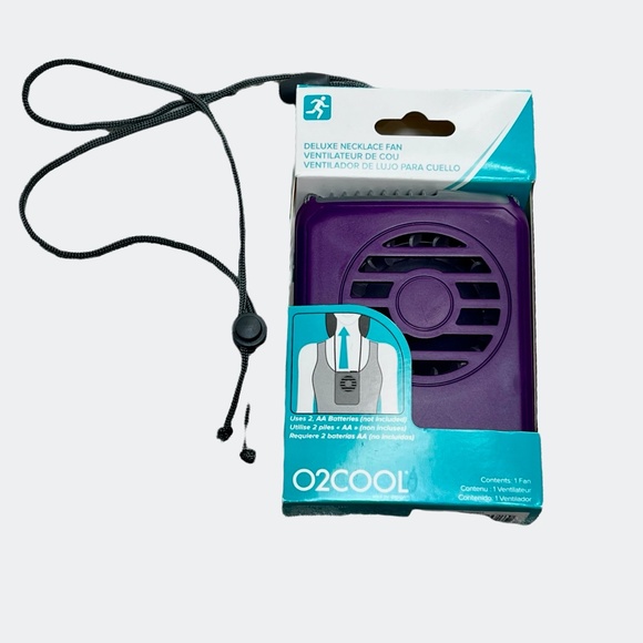 O2COOL DELUXE BATTERY POWERED NECKLACE FAN WITH LANYARD - NEW IN BOX - Picture 2 of 6